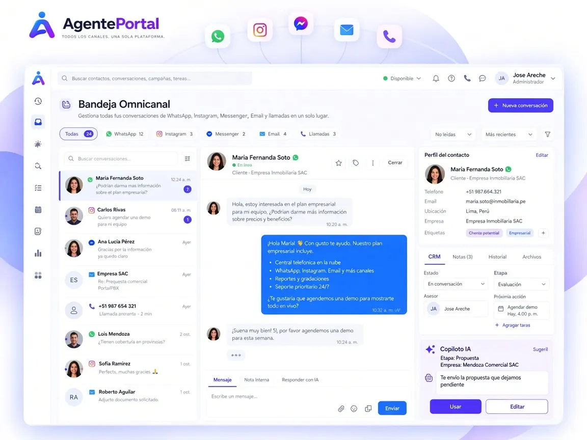El copiloto arma el borrador con la etapa y los datos del CRM.