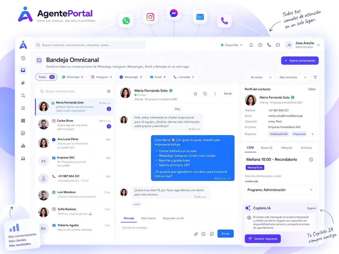 El recordatorio del día siguiente sigue en la misma ficha del contacto.